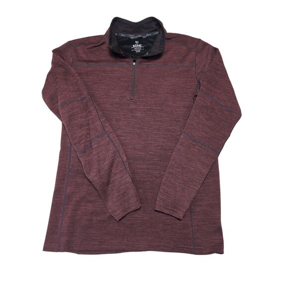 KUHL Men's Ryzer Sweater Deep Red 1/4 Zip Gorpcore Performance Layer Medium - Picture 1 of 8